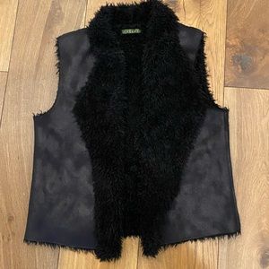 Velvet black faux fur gilet vest one size